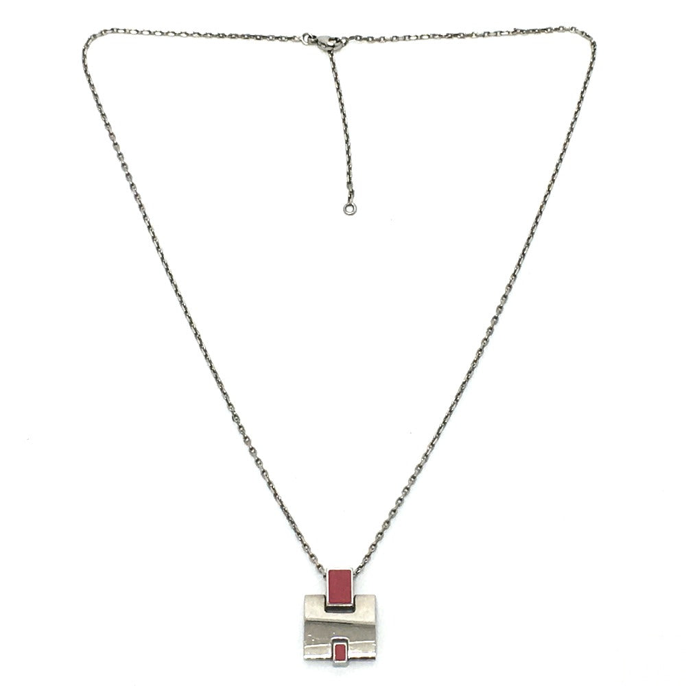 HERMES Necklace metal Pink x Silver H motif Eileen unisex(Unisex)
