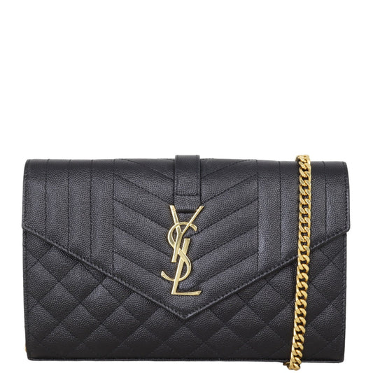 Saint Laurent Monogram Mix Matelasse Envelope Wallet on Chain