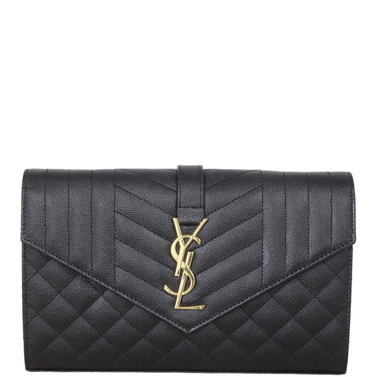 Saint Laurent Monogram Mix Matelasse Envelope Wallet on Chain