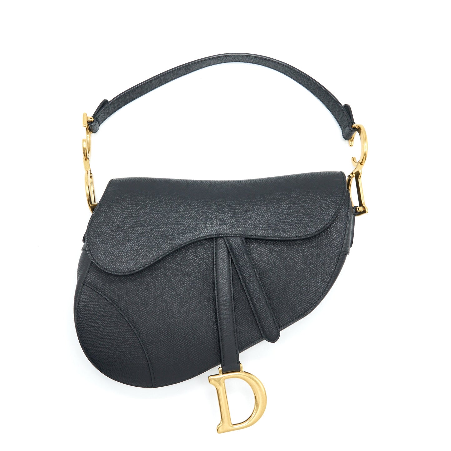 Dior Medium Saddle Purse Grained Calfskin Black