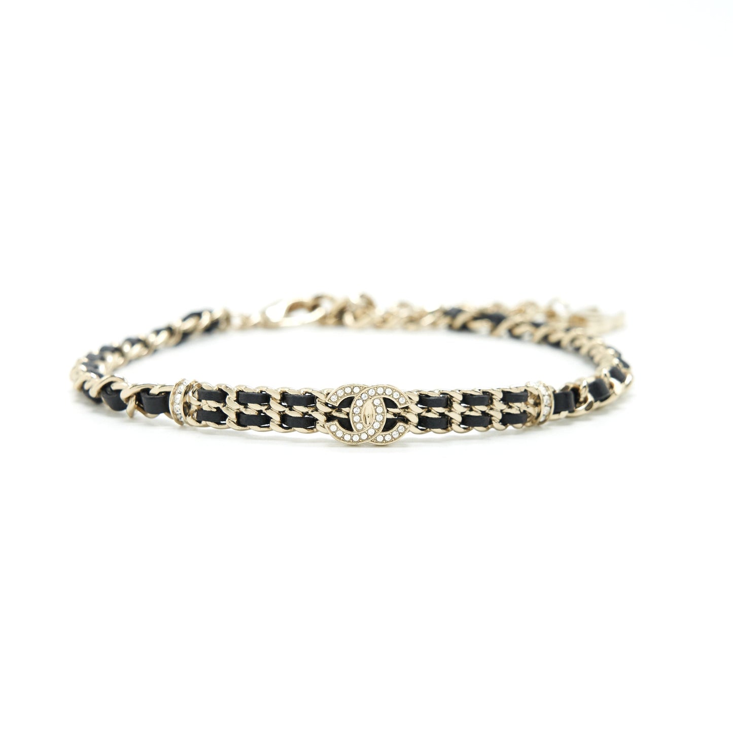 Chanel Chain mall CC Logo Choker Black With Light Gold Tone