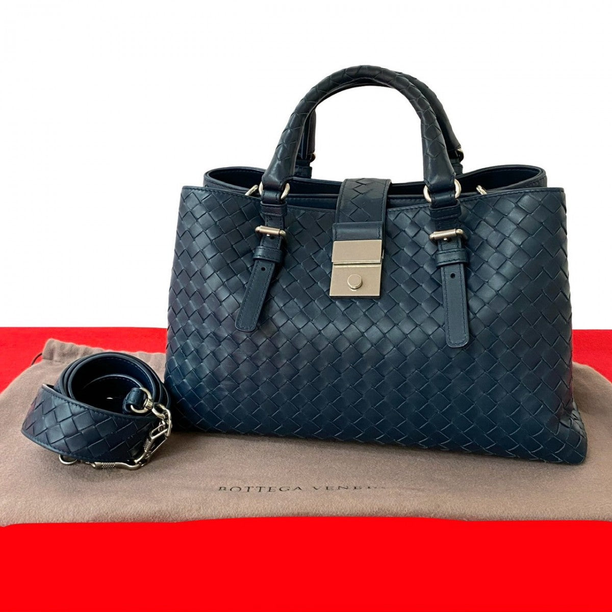 BOTTEGAVENETA Shoulder Bag leather Navy INTRECCIATO Women