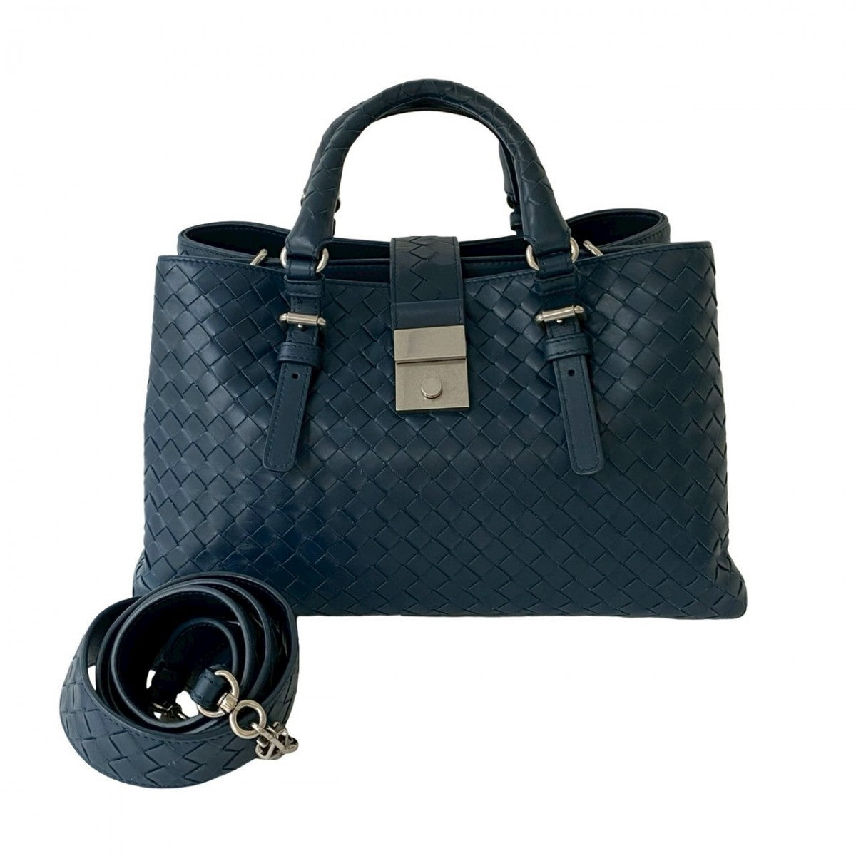 BOTTEGAVENETA Shoulder Bag leather Navy INTRECCIATO Women