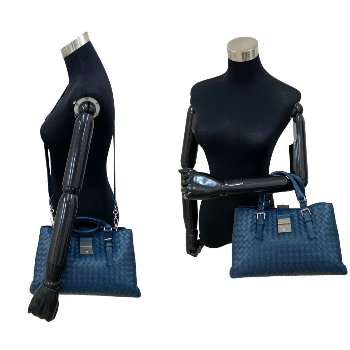 BOTTEGAVENETA Shoulder Bag leather Navy INTRECCIATO Women