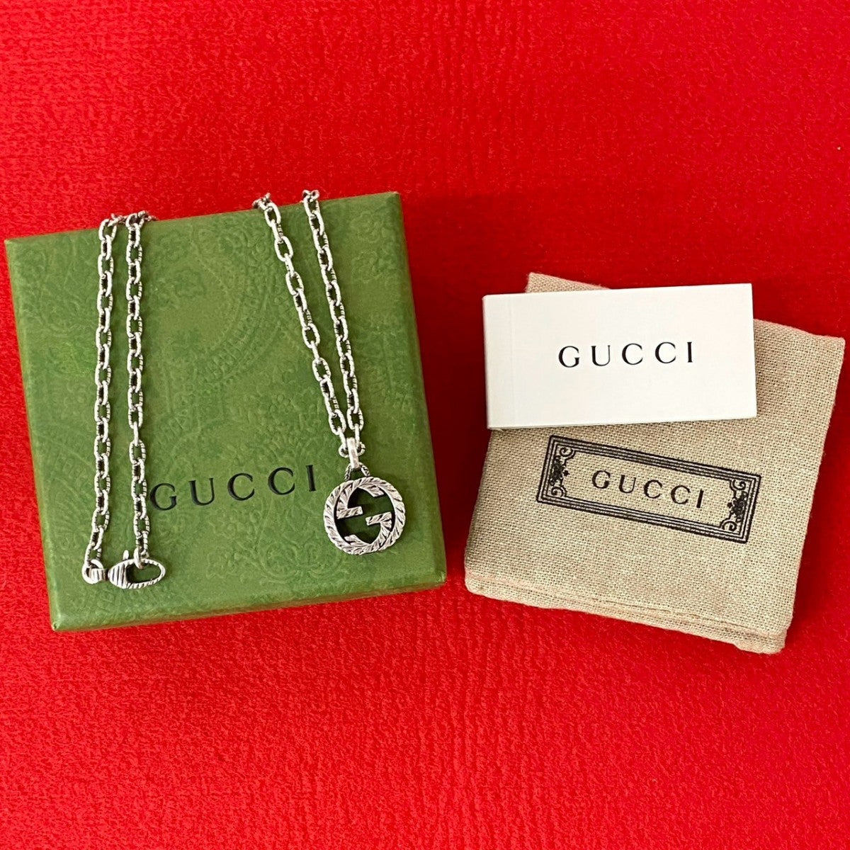 GUCCI Necklace Silver925 Silver Interlocking G mens