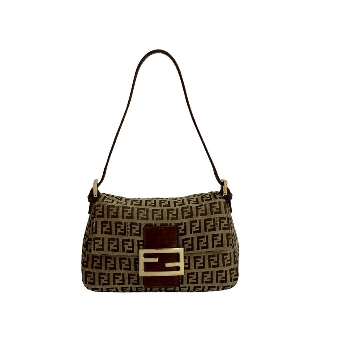 FENDI Handbag canvas Brown Mamma Bucket