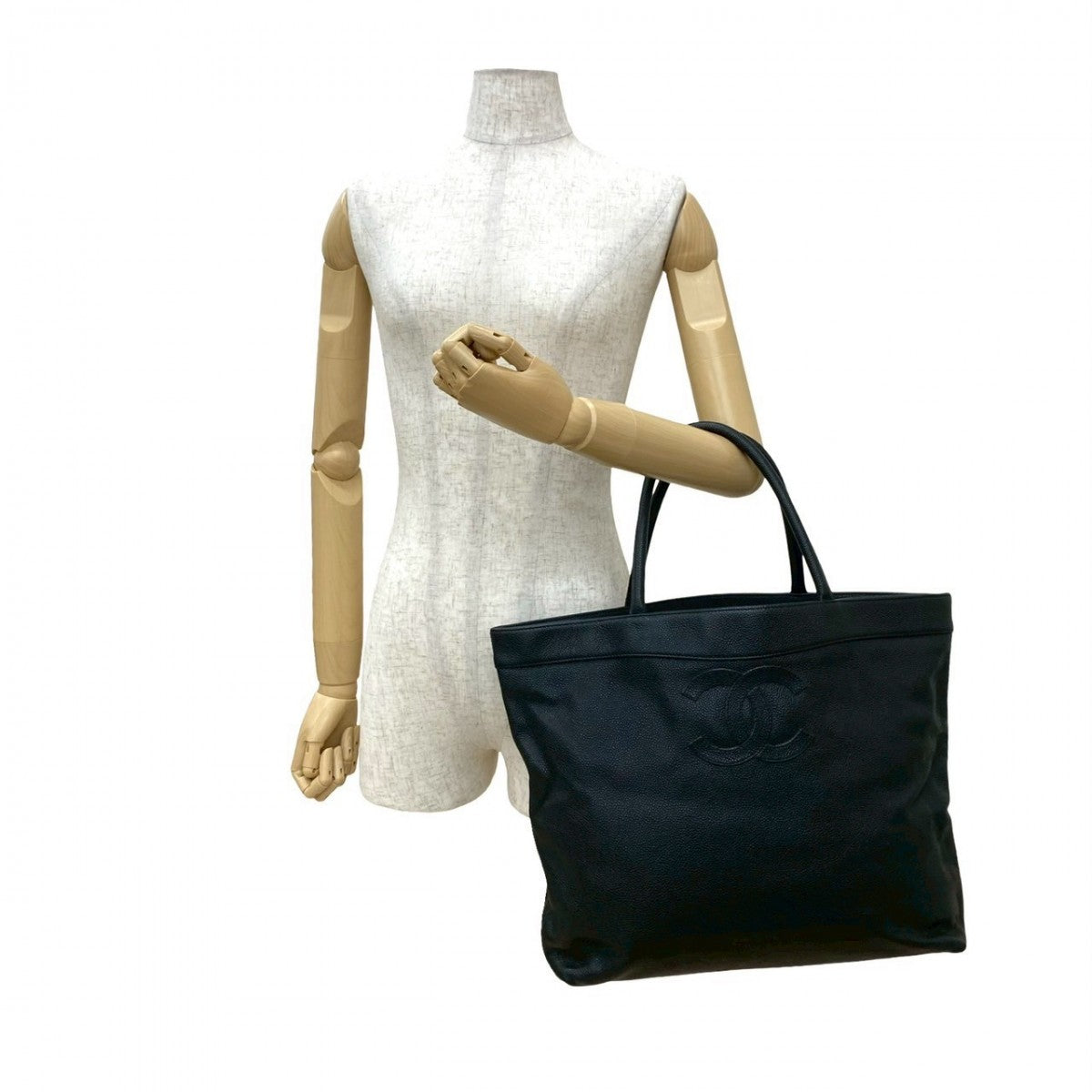 CHANEL Tote Bag Matt caviar skin black