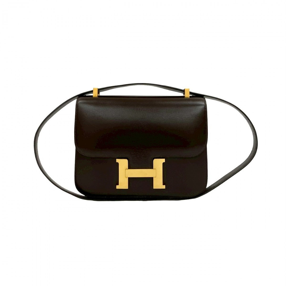 HERMES Shoulder Bag Box scarf Brown Constance 23