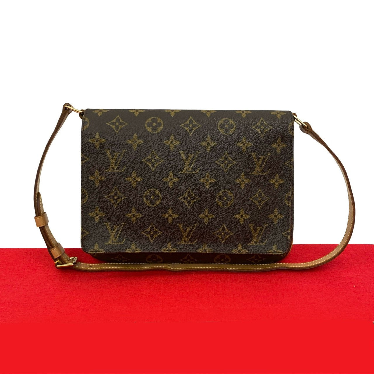 LOUIS VUITTON Shoulder Bag leather Brown Monogram Musette tango