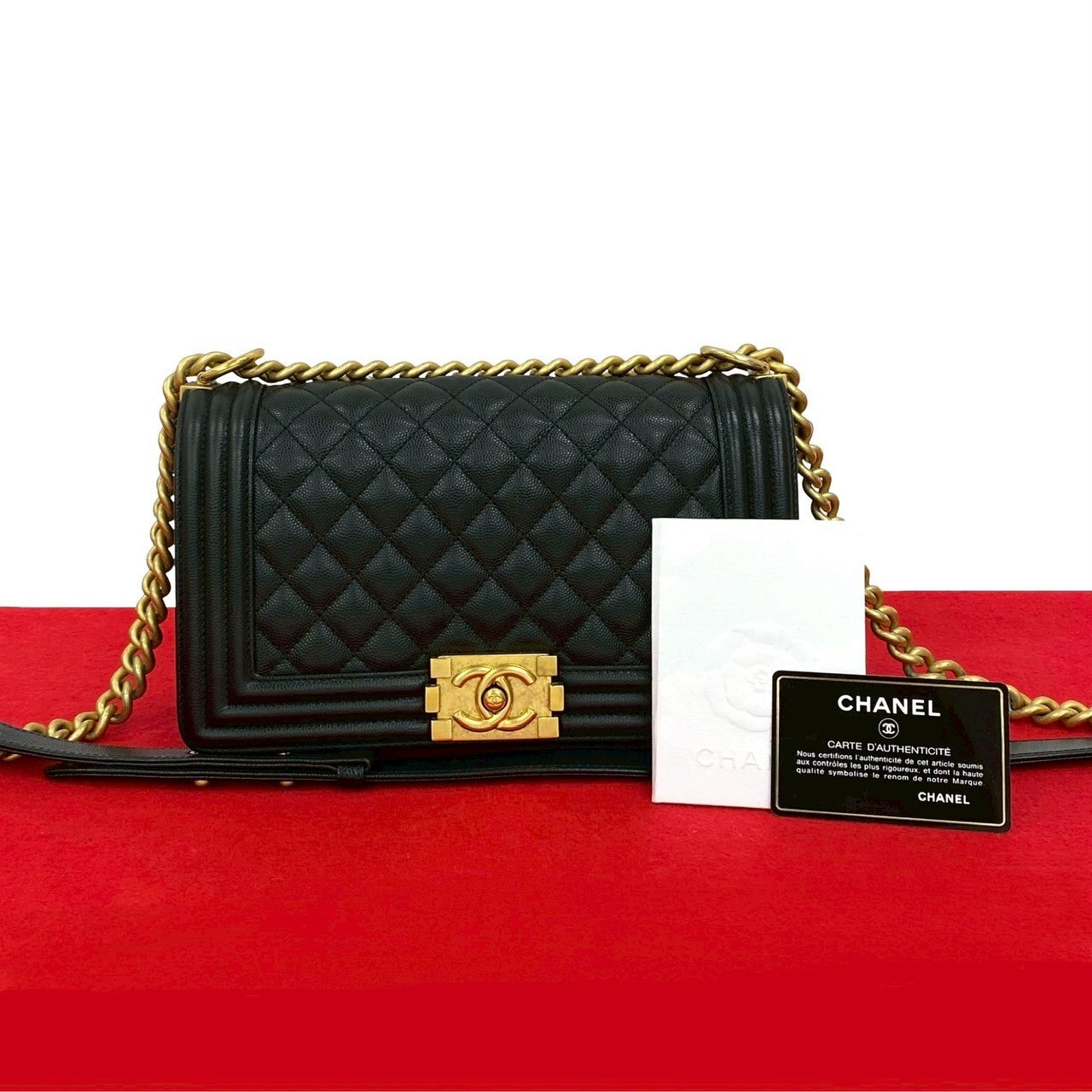 CHANEL Shoulder Bag leather black Boy chanel
