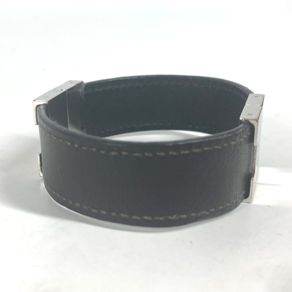 HERMES bracelet leather black Lurie H logo Women