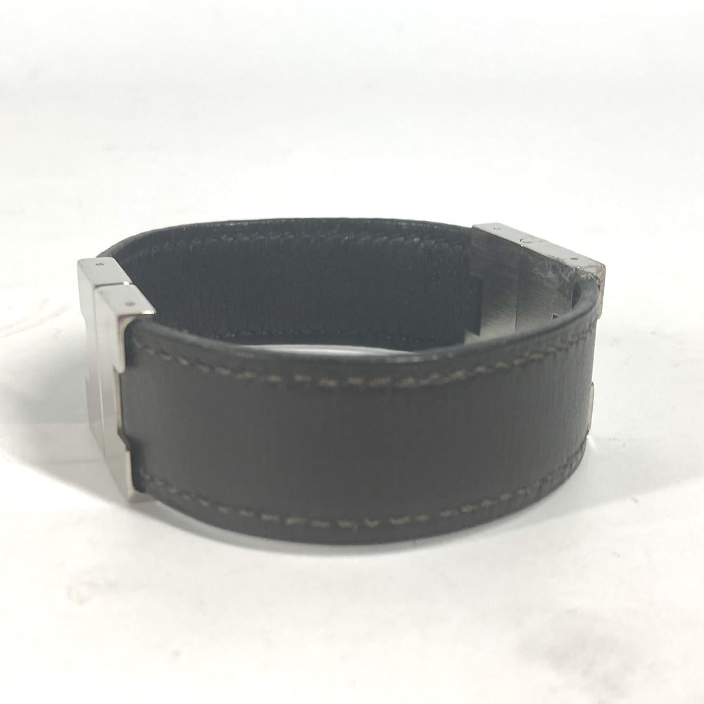 HERMES bracelet leather black Lurie H logo Women