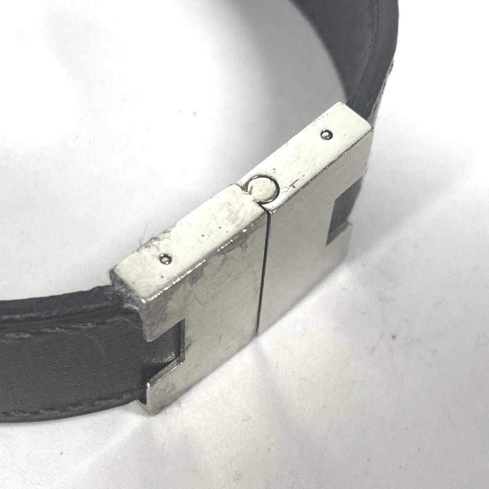 HERMES bracelet leather black Lurie H logo Women