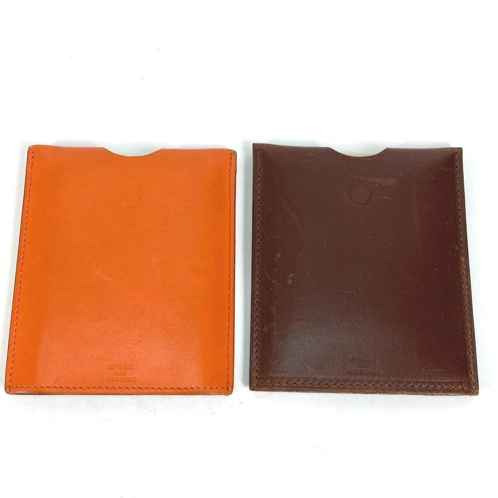 HERMES Interior other leather Orange Interior Card Case Lamped Posh Card Light Women(Unisex)