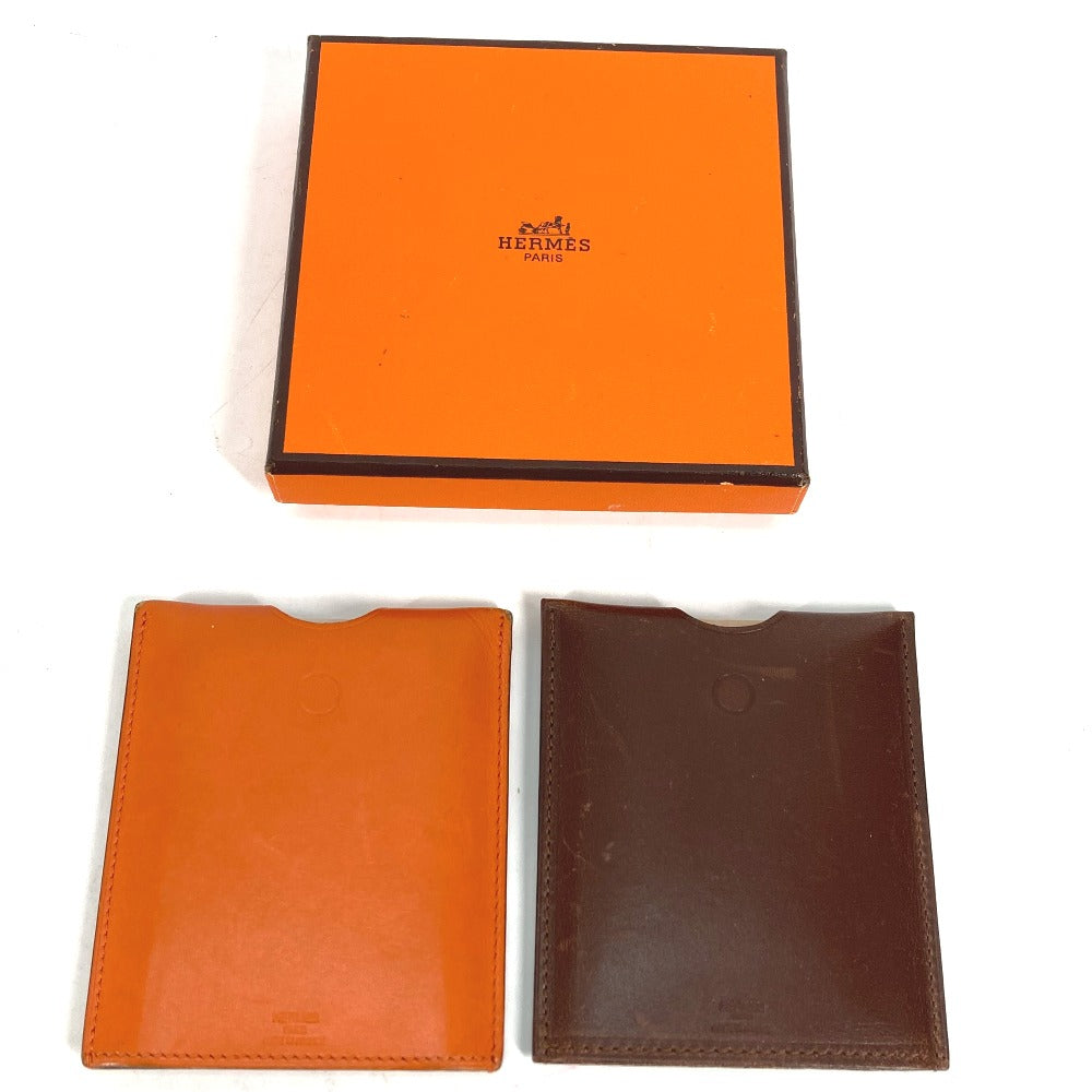HERMES Interior other leather Orange Interior Card Case Lamped Posh Card Light Women(Unisex)