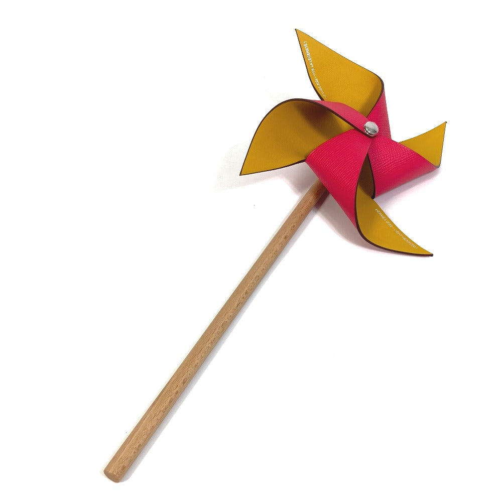 HERMES object Epsom, Wood Pink / yellow interior windmill petit H unisex(Unisex)