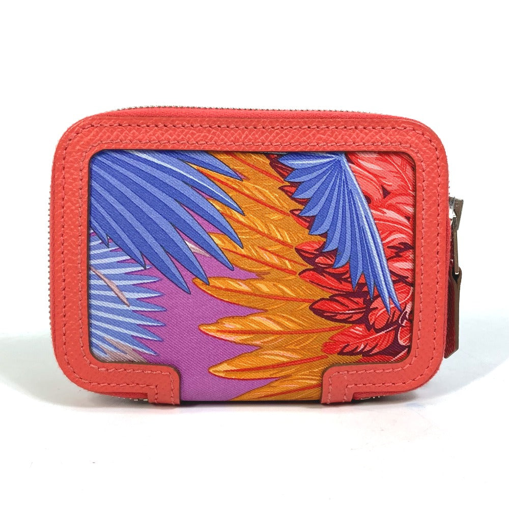 HERMES Coin case Silk, Epsom pink Bifold Coin Pocket Wallet Soy cool flamingo party Women