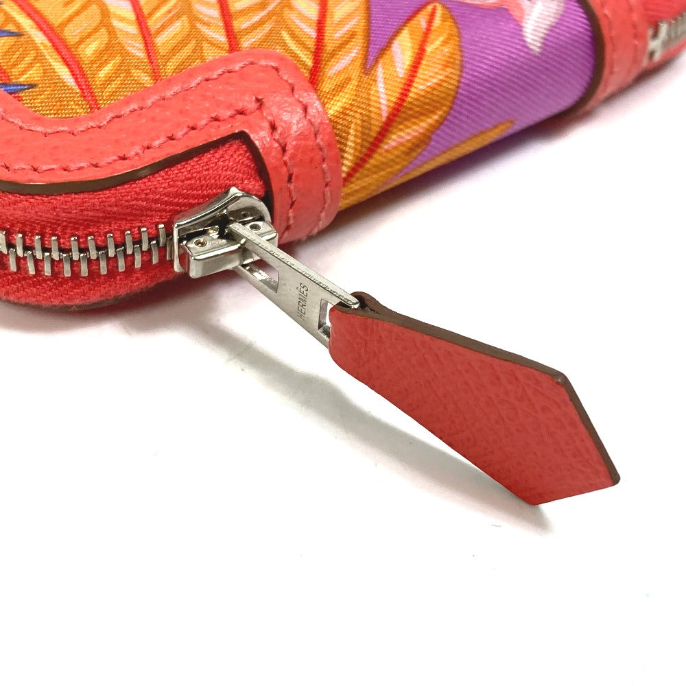 HERMES Coin case Silk, Epsom pink Bifold Coin Pocket Wallet Soy cool flamingo party Women