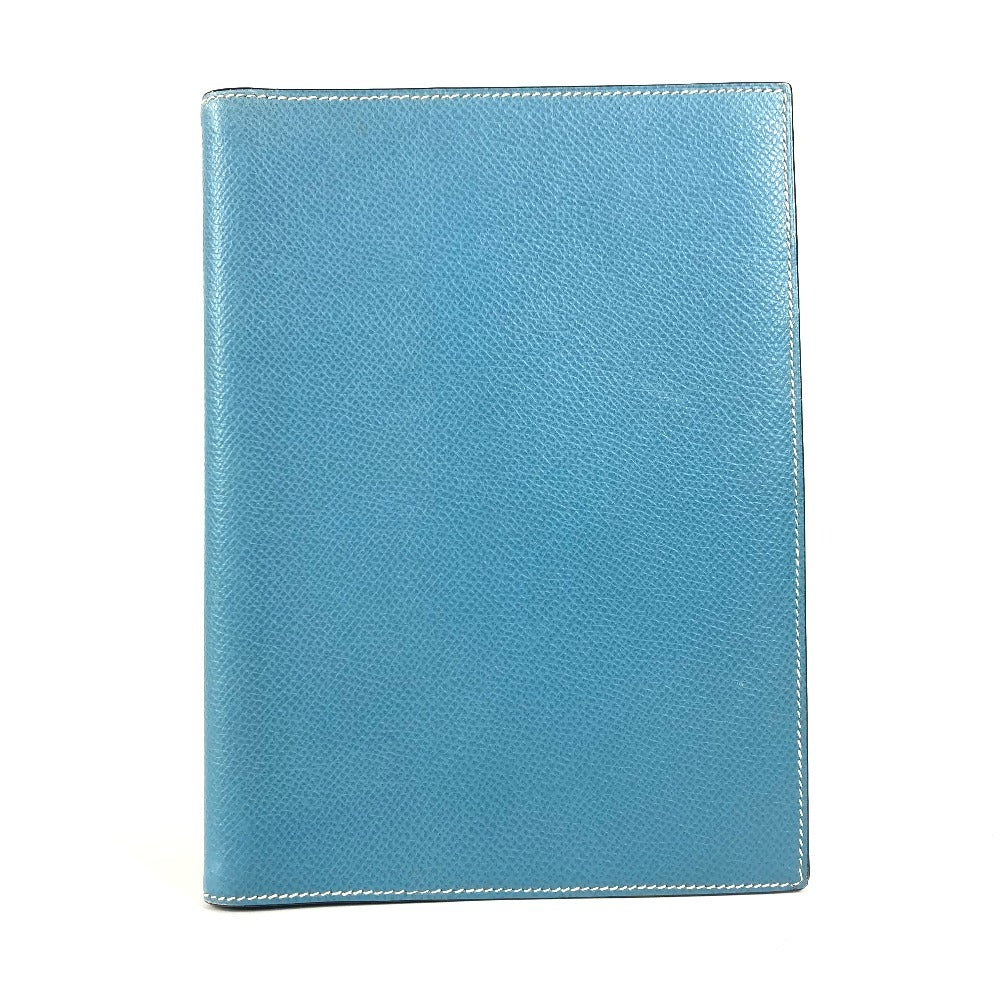 HERMES Notebook cover leather blue System organizer Agenda Globetrotter Women(Unisex)