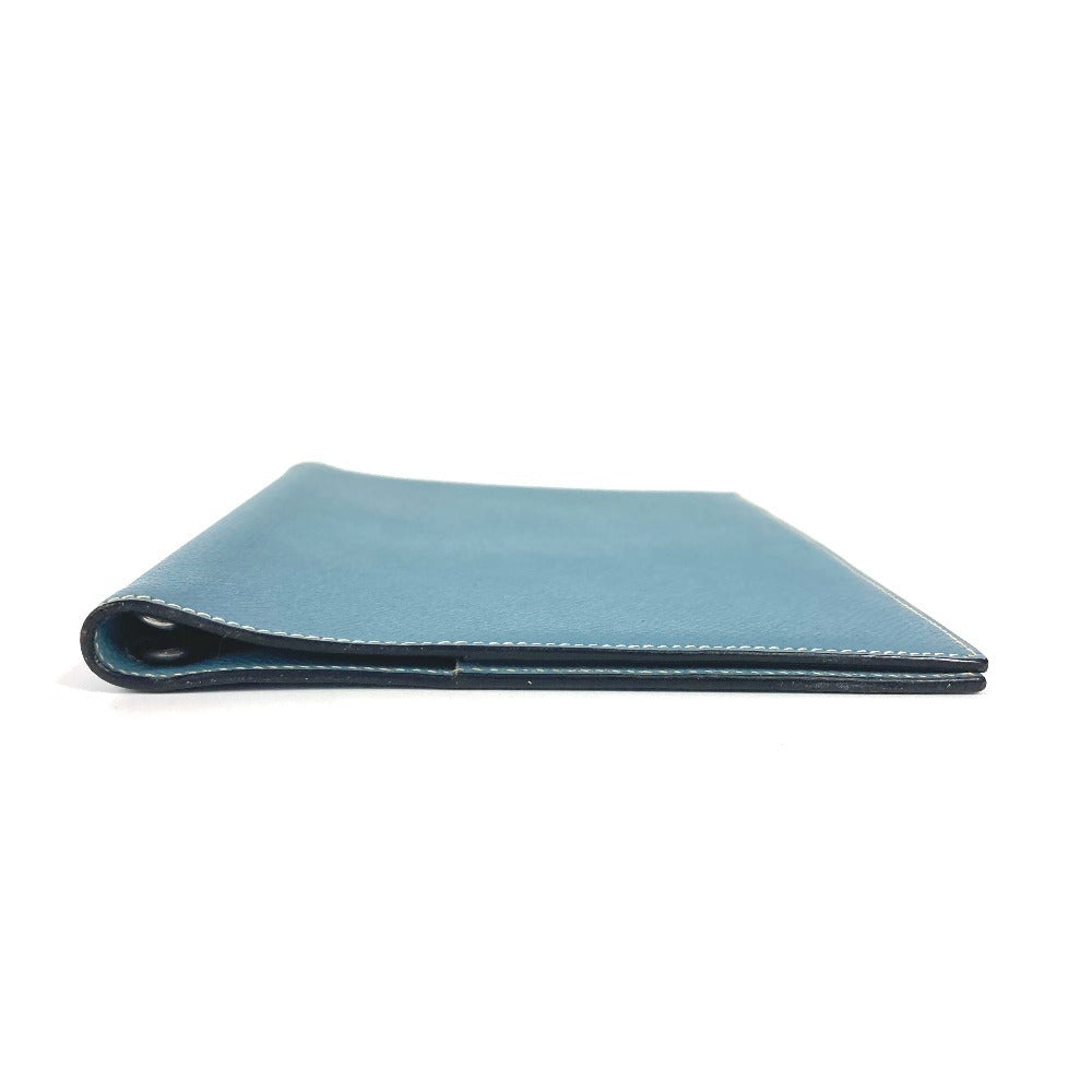 HERMES Notebook cover leather blue System organizer Agenda Globetrotter Women(Unisex)