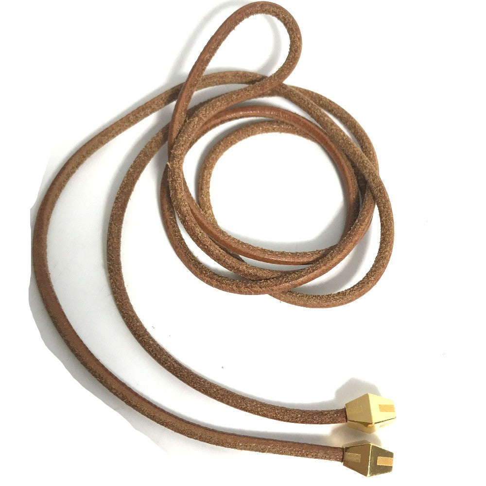 HERMES Necklace leather Brown Raniere with Metal Women