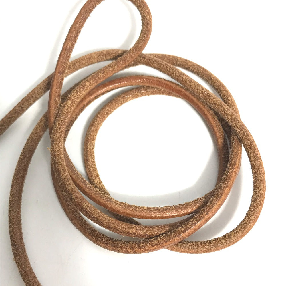 HERMES Necklace leather Brown Raniere with Metal Women