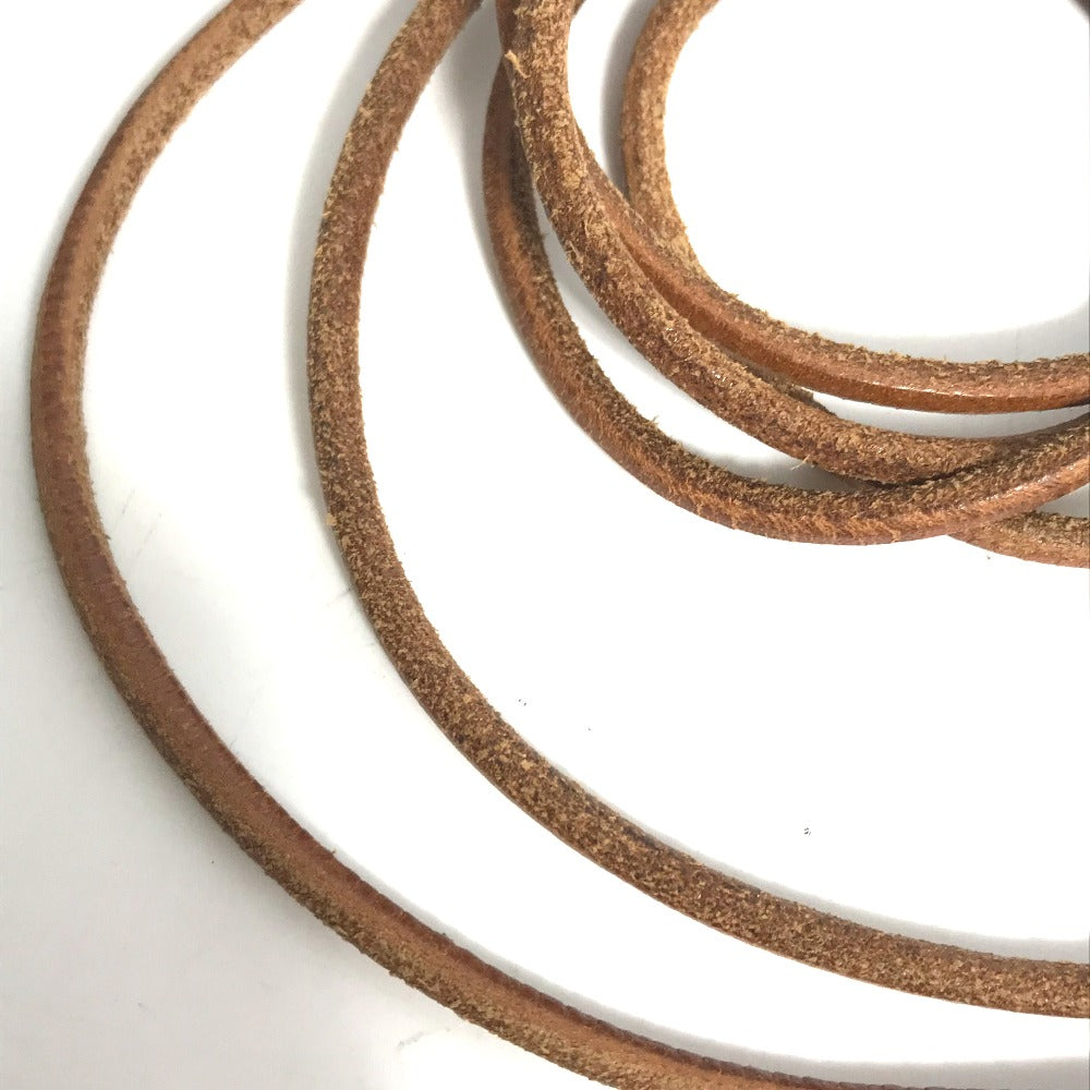 HERMES Necklace leather Brown Raniere with Metal Women