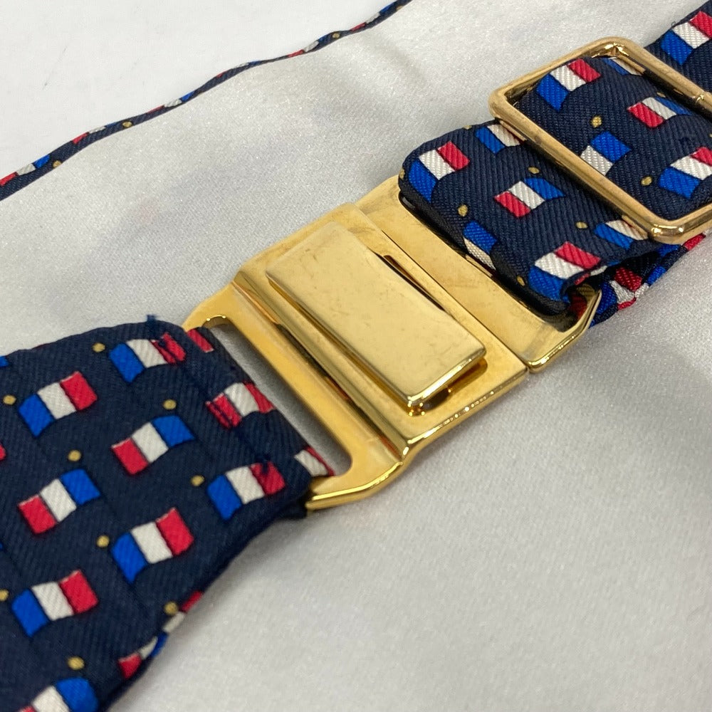 HERMES belt silk blue Accessories Cummer band Women 40