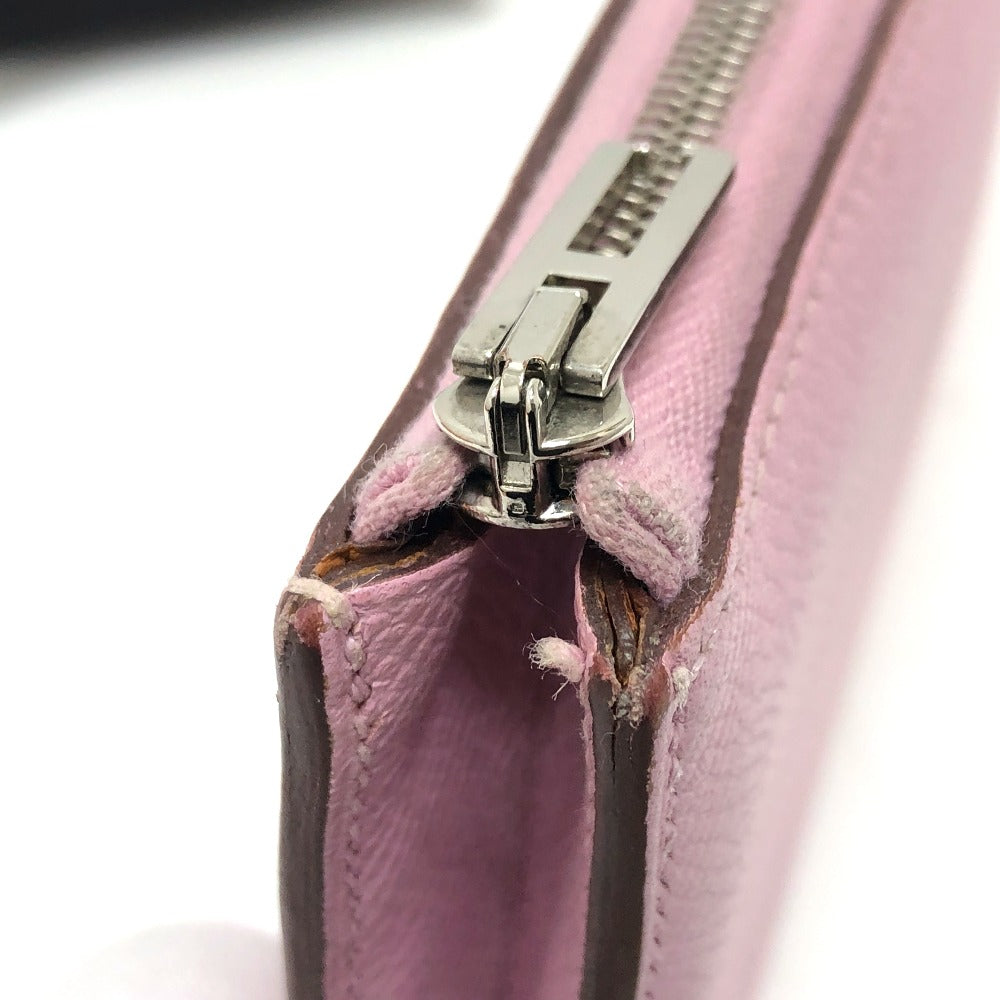 HERMES Long Wallet Purse Epsom pink remix combine duo Women