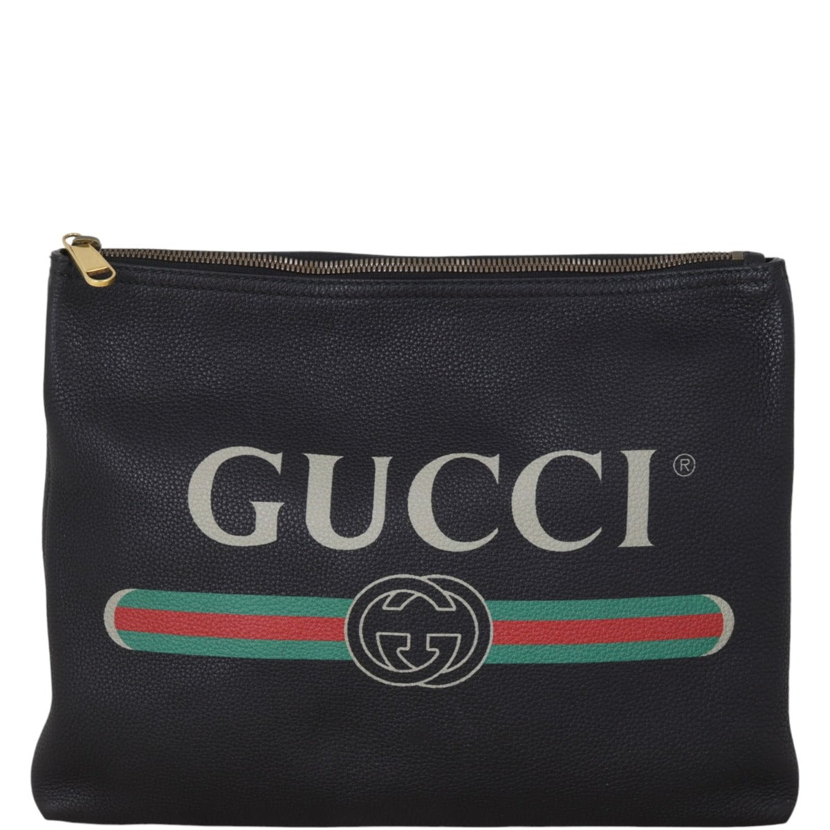 Gucci Logo Print Leather Pouch