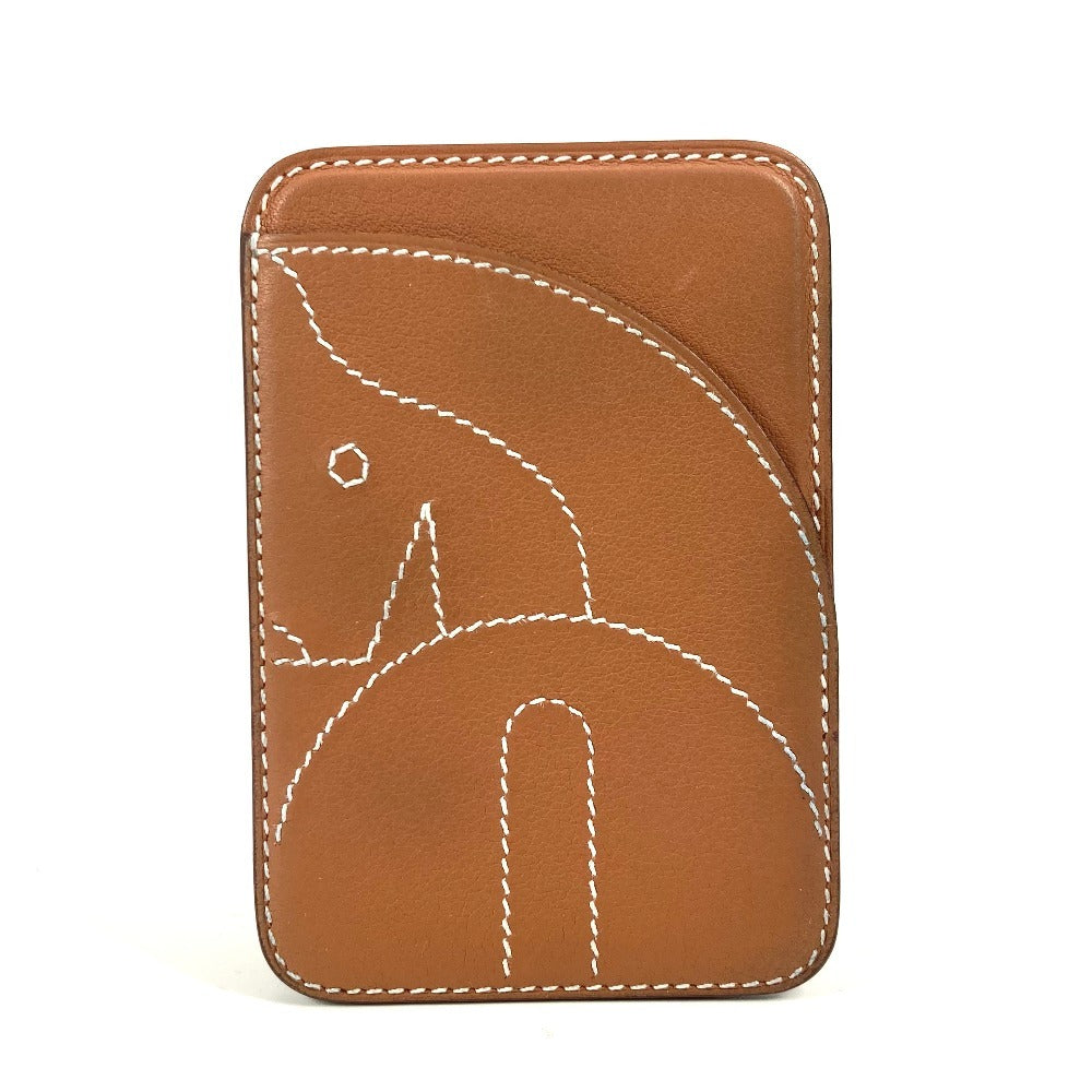 HERMES Card Case leather Brown <MagSafe> Eman "Cheval" Women
