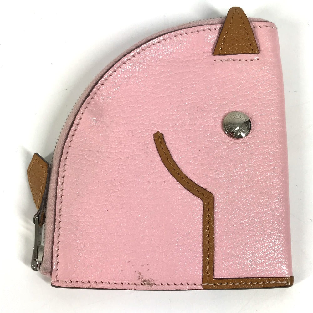 HERMES Coin case Shave pink Horse Cheval Paddock Women