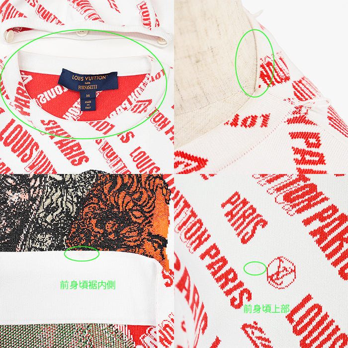 LOUIS VUITTON Short sleeve T-shirt RW212B IS9 FLKM99 Rayon nylon White, Red M