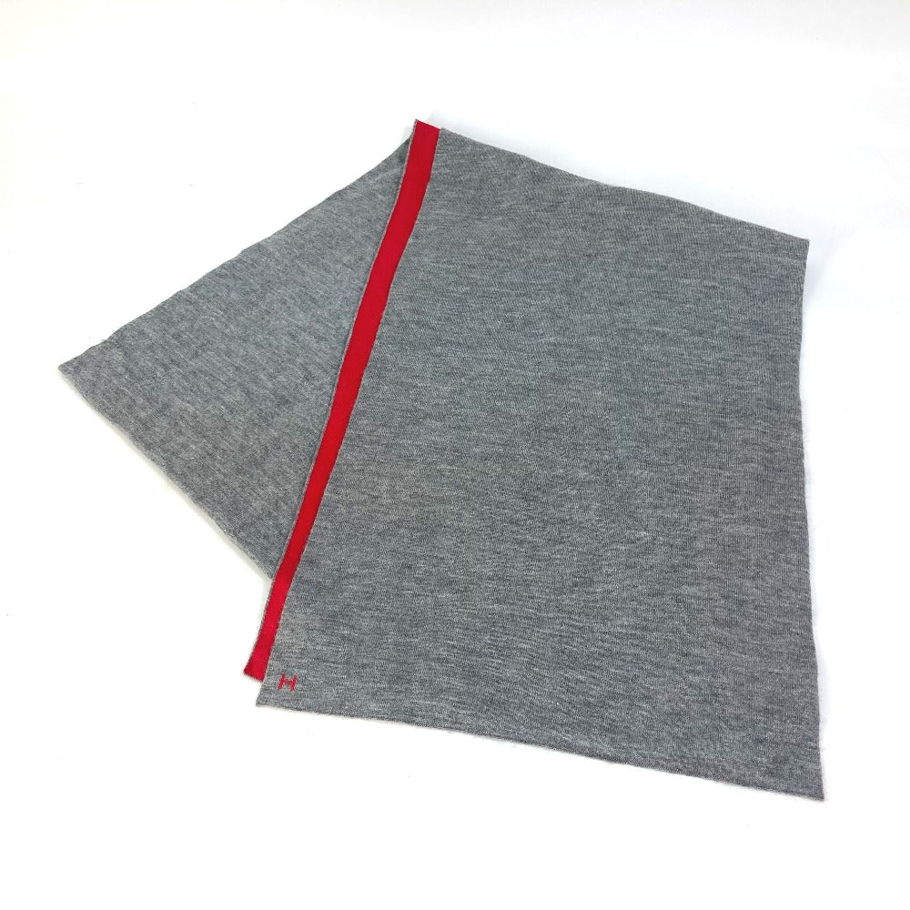 HERMES Scarf Cashmere, Silk gray H logo Allele Tour Women