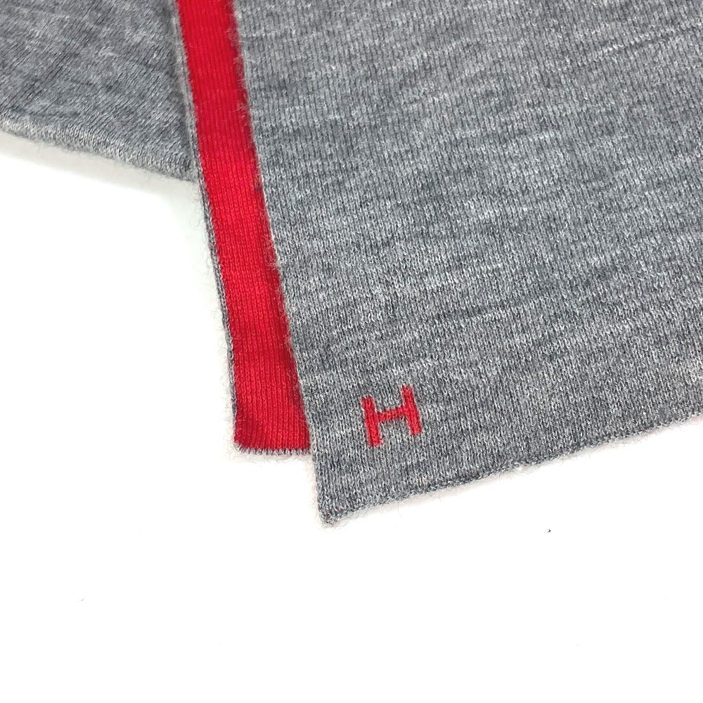 HERMES Scarf Cashmere, Silk gray H logo Allele Tour Women