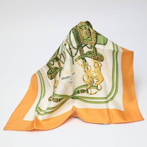 HERMES scarf silk Orange Handkerchief Petit Carre (Carre 45) gourosh silk twill Women