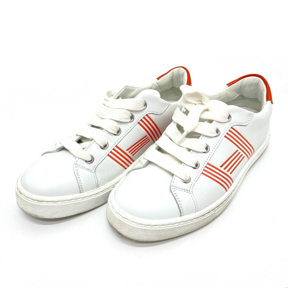 HERMES sneakers leather Whitex orange Avantage 2020Stainless Steel Women 35