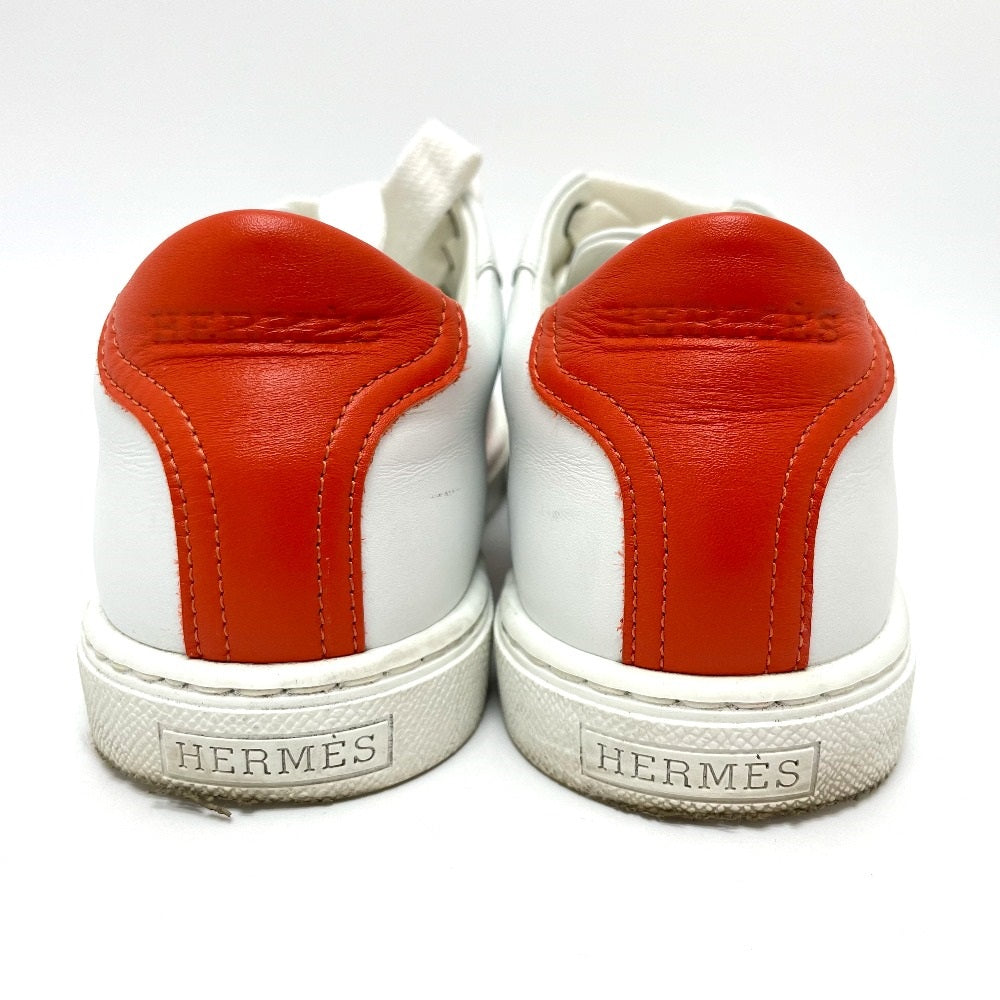 HERMES sneakers leather Whitex orange Avantage 2020Stainless Steel Women 35