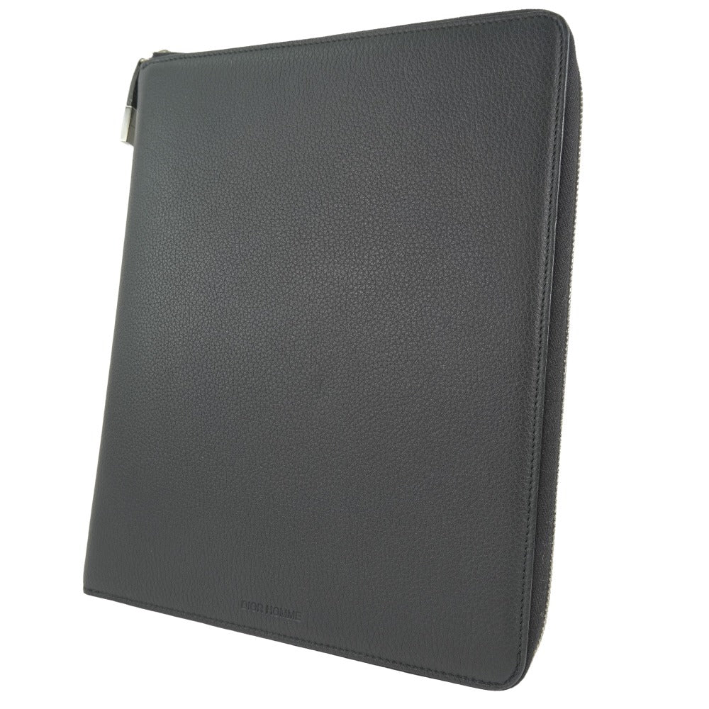 DIOR HOMME Clutch bag Calfskin black Document case unisex(Unisex)