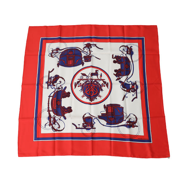 HERMES scarf silk Red Carre90 scarf Carriage Women