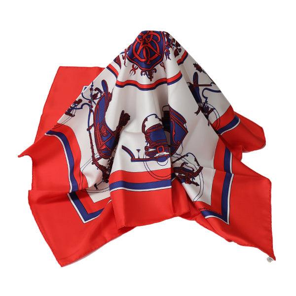 HERMES scarf silk Red Carre90 scarf Carriage Women