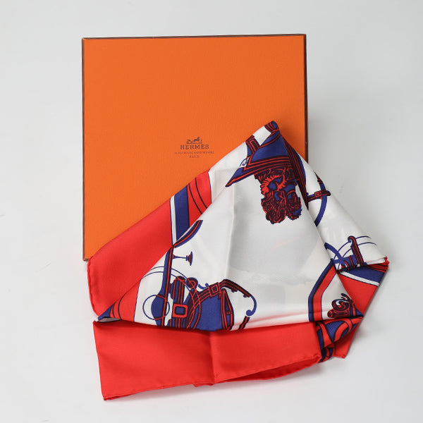 HERMES scarf silk Red Carre90 scarf Carriage Women