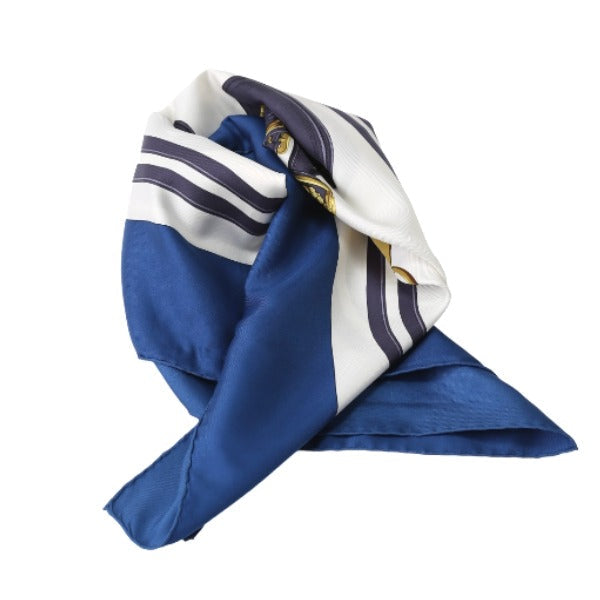 HERMES scarf silk blue 100% silk BRIDES de GALA Carre90 Women