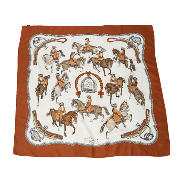 HERMES scarf silk Brown Equestrian REPRISE scarf Carre90 Women