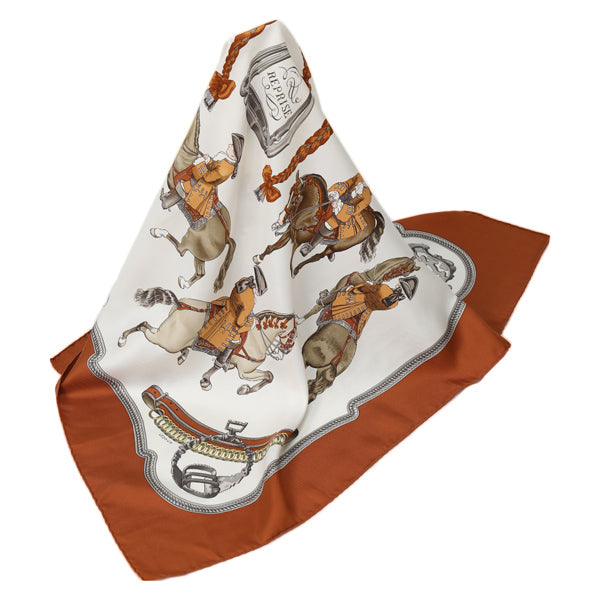 HERMES scarf silk Brown Equestrian REPRISE scarf Carre90 Women