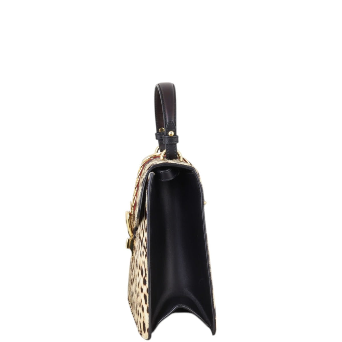 Gucci Sylvie Top Handle Medium Bag Leopard Calf Hair
