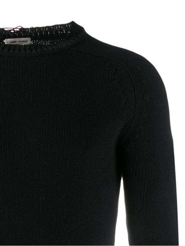 Luxury Saint Laurent Trending 2025 Destroyed Cotton Knit Top Black