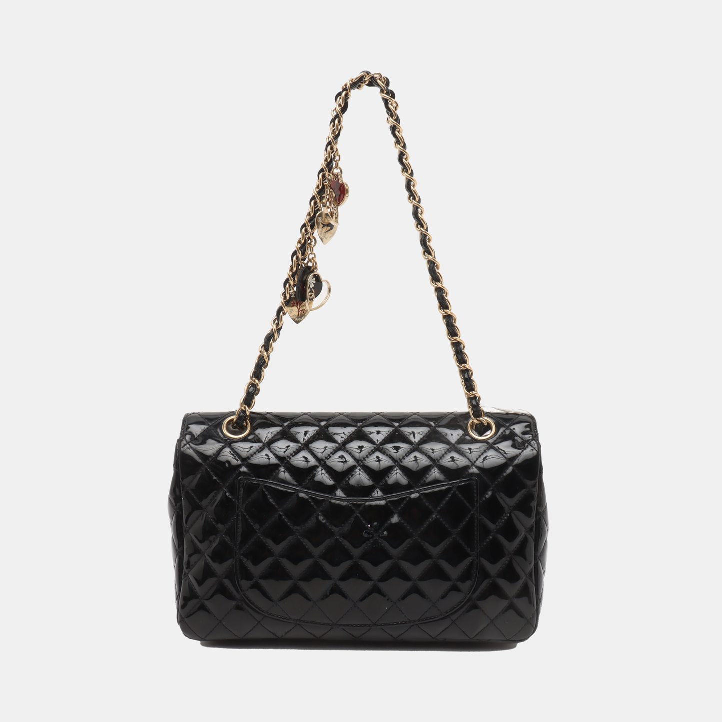 Chanel Classic Flap Medium Black Patent Leather Gold HW Seasonal Chain