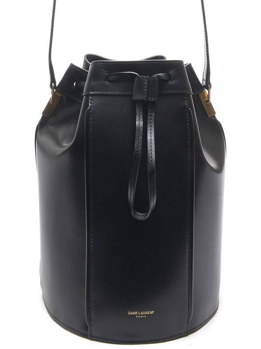 Luxury Saint Laurent Trending 2025 Talitha Medium Leather Bucket Bag Black