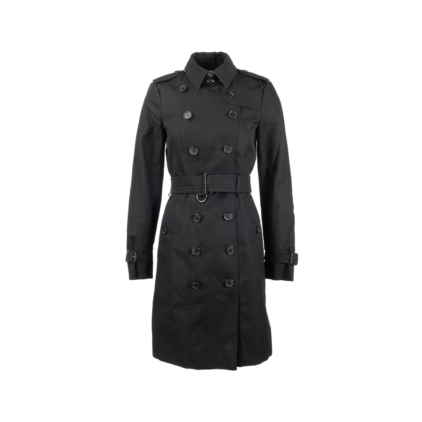 Burberry Size UK6 Sandringham Long Trench Coat Cotton Black